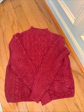 Oxford Academic Fall Sweater Cozy Cable Knit Women's Sweater - Burgundy